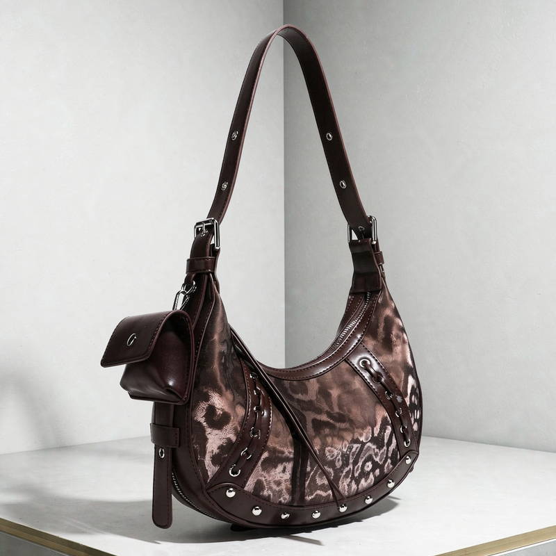 Interior Design Vintage Style - Chinesischer Stil Leoparden-Satteltasche für Damen Luxus-Designer-Handtasche