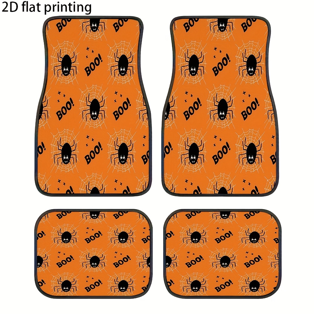 Interior Design Web Free - 4-teiliges Auto-Fußmatten-Set, Halloween-Spinnennetz-Design, Universelle Passform, Waschbar,