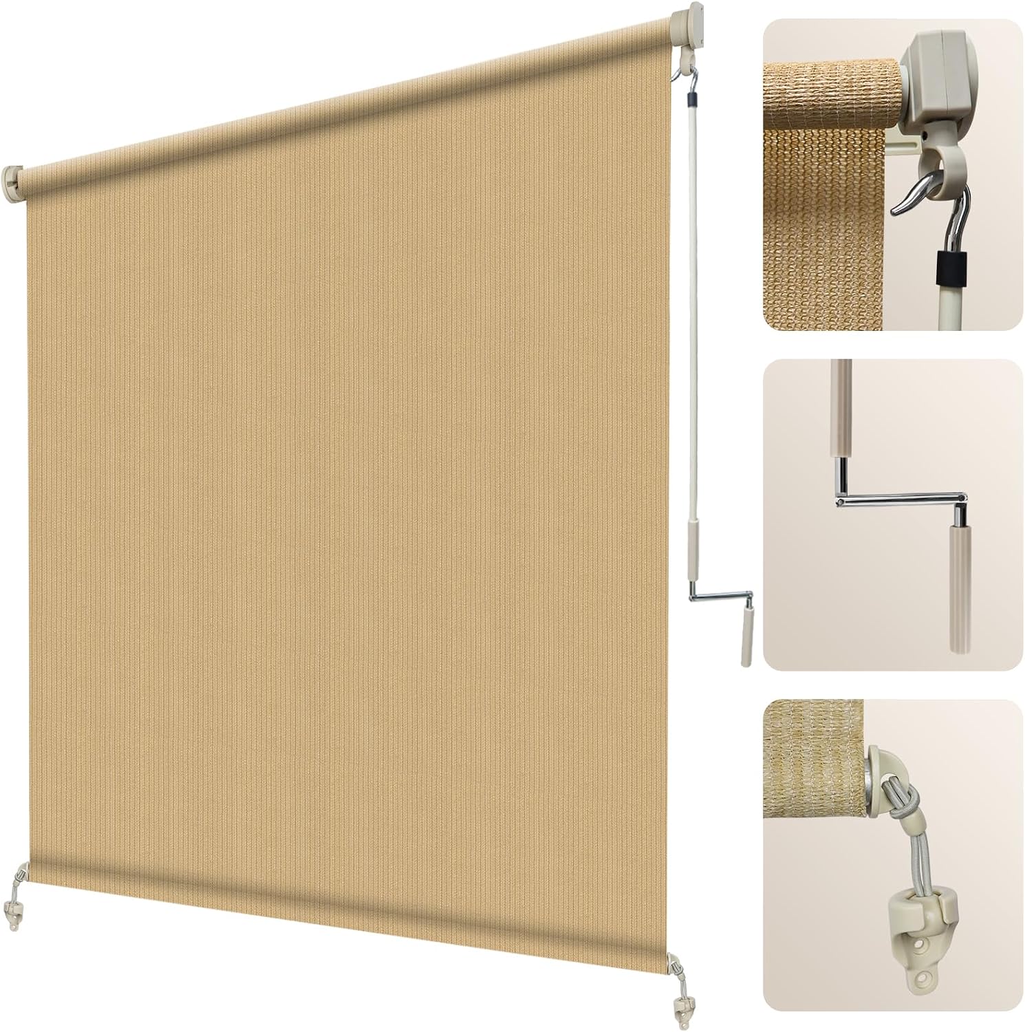 Linen Roller Blind - Outdoor-Rollo 8' B x 6' H,