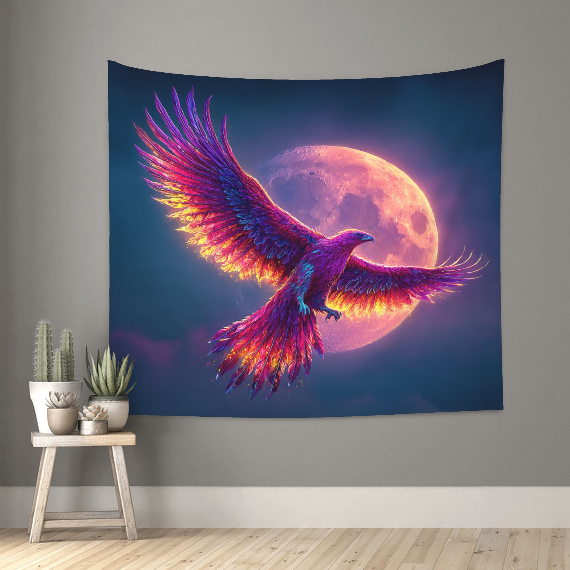 Interior Design Hd - Phoenix Mond Himmel Wandteppich 2D HD