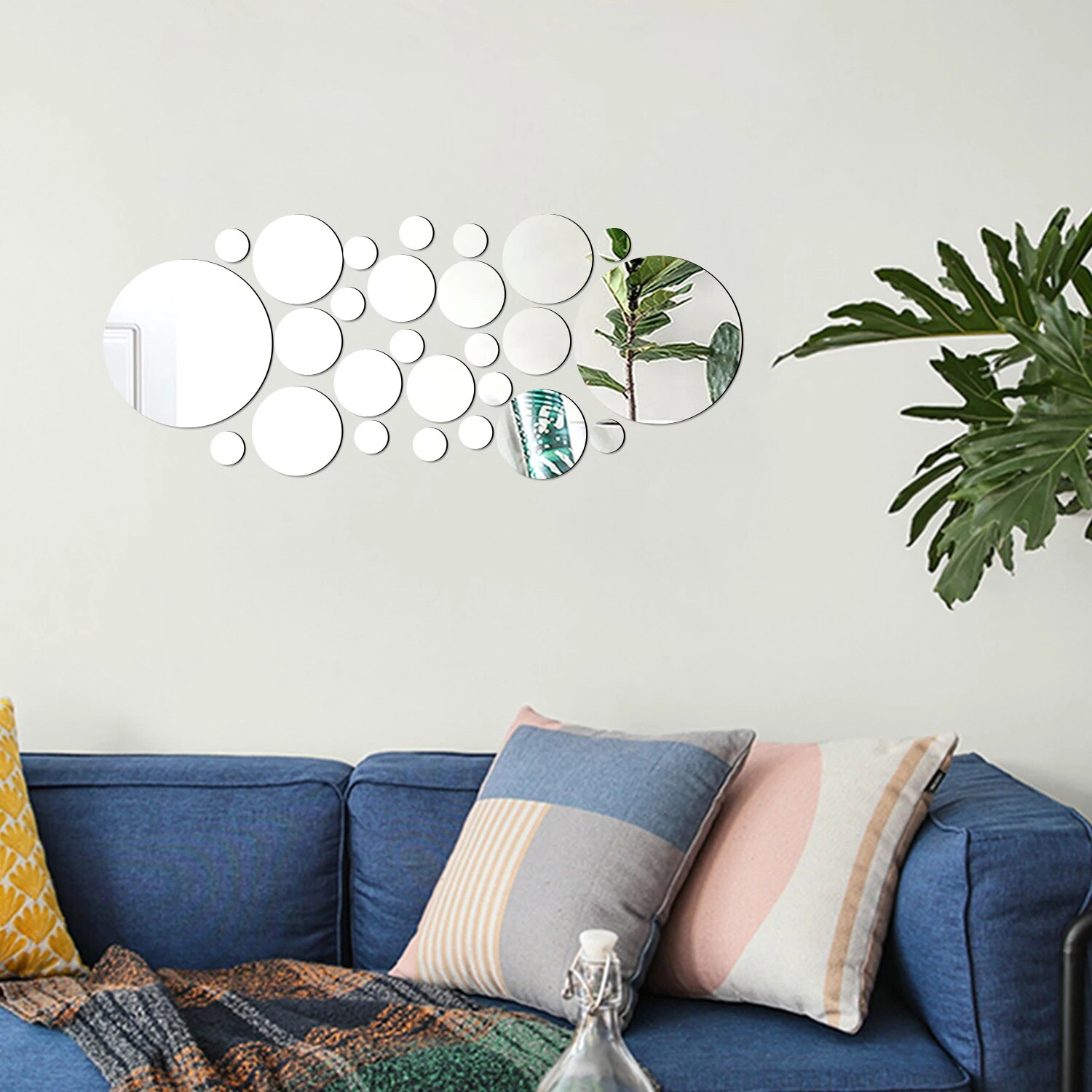 Rattan Mirror Round - 26PCS geometrische kreisförmige Kristallspiegel Wandaufkleber DIY