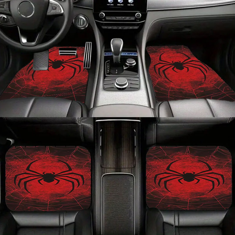 Interior Design Web Free - 5 Stück Auto-Fußmatten, schwarzes Spinnen- und