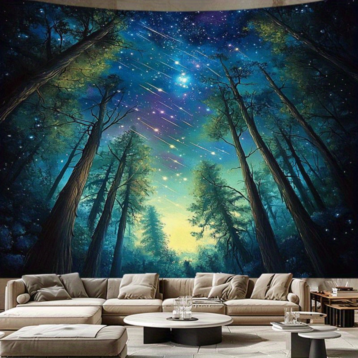 Interior Design Hd - Sternennacht Wald Himmel Wandteppich 2D HD