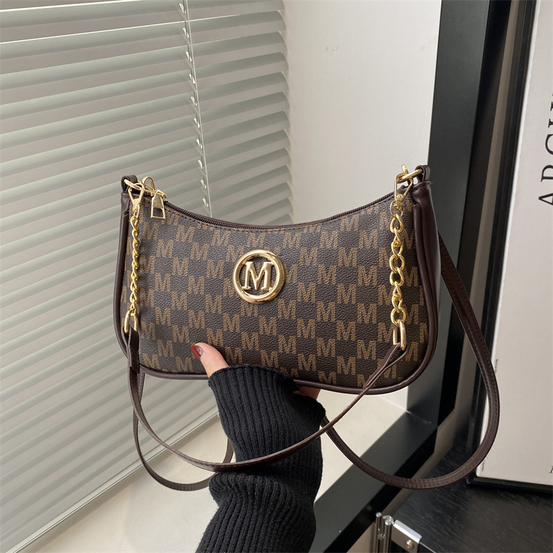 Interior Design Vintage Style - Vintage-Stil Handtasche Umhängetasche, Goldbuchstabe 'M' Design