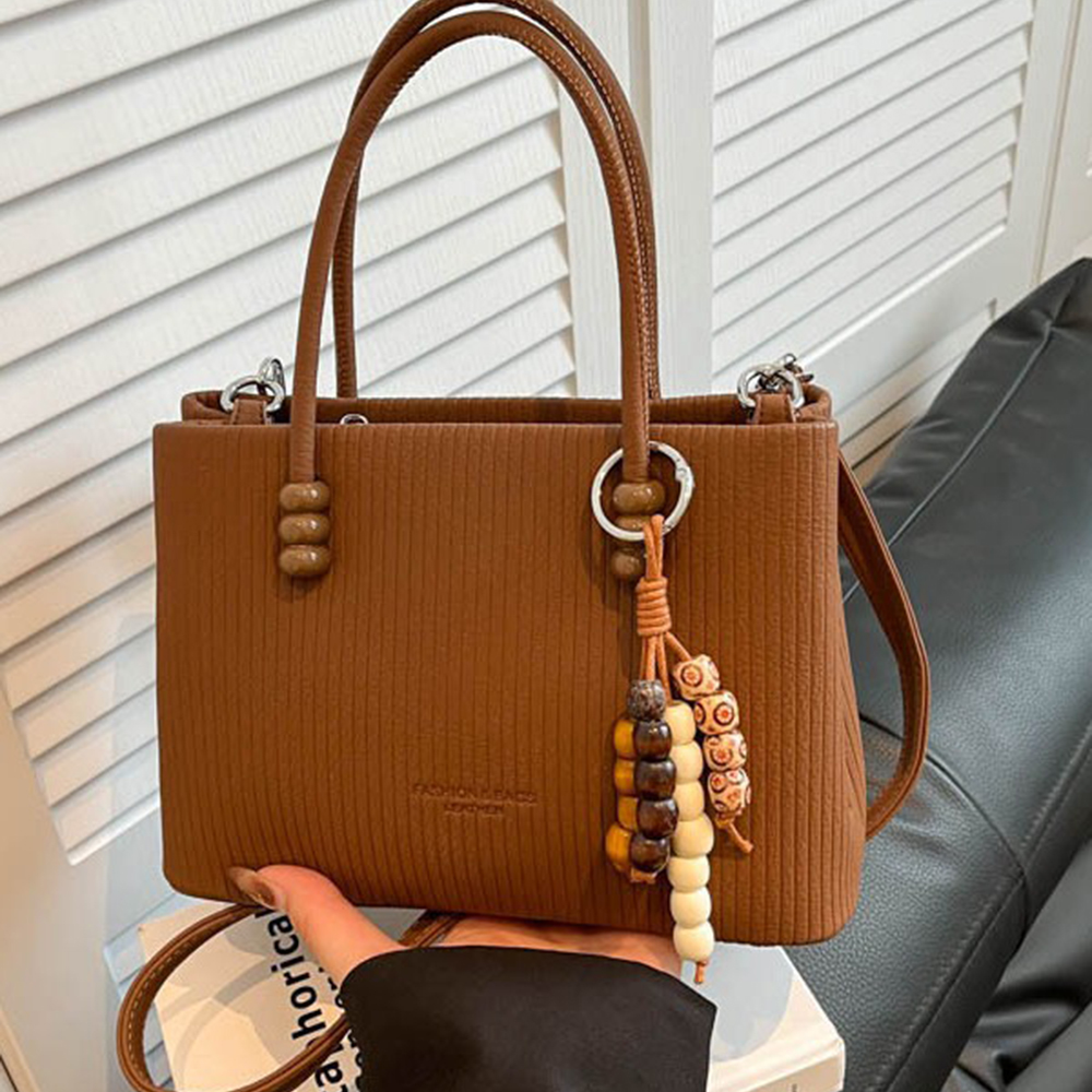 Interior Design Vintage Style - Dünne Umhängetasche aus PU-Leder mit Streifenmuster,