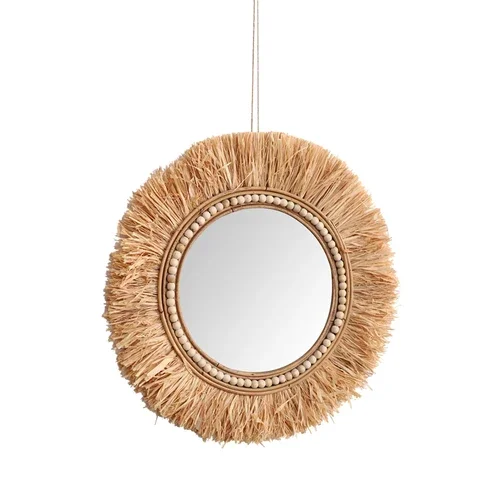 Rattan Mirror Round - Rattan dekorative Spiegel für Badezimmer handgemachte