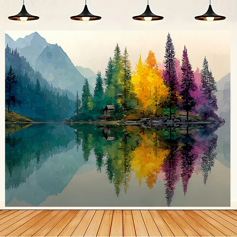 Buntes Waldsee-Wandbild, 2D-HD – Interior Design Hd Bewertung und Preis