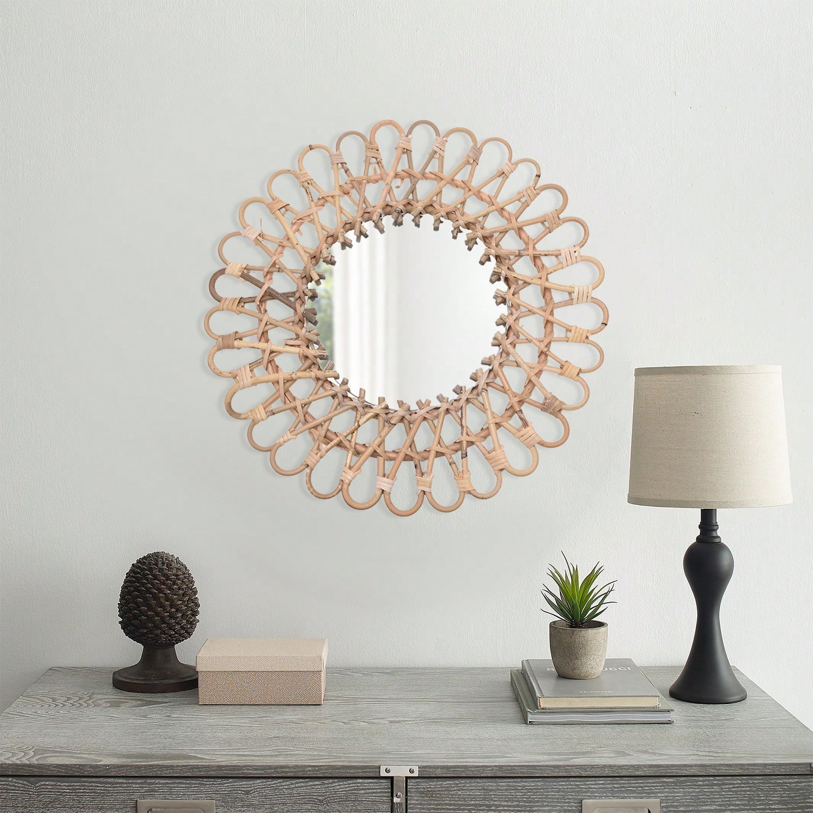Runder Rattanspiegel, Runder D – Rattan Mirror Round Bewertung und Preis