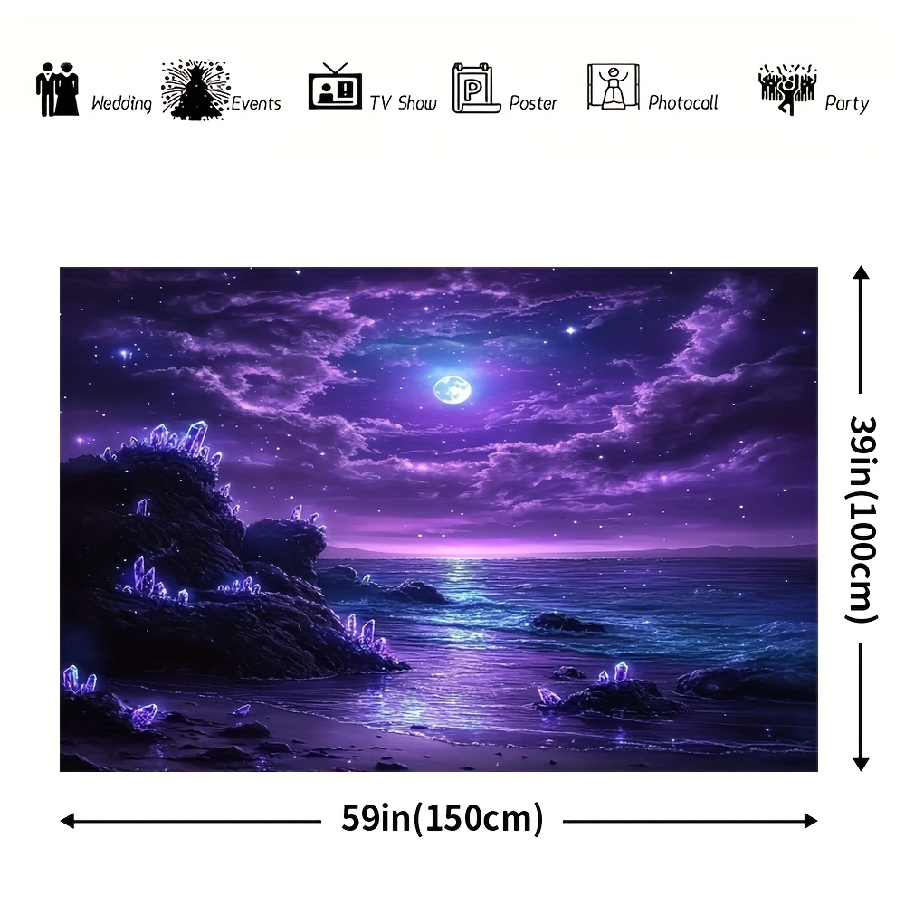 Lila Mond Ozean Nacht Wandbild – Interior Design Hd Bewertung und Preis