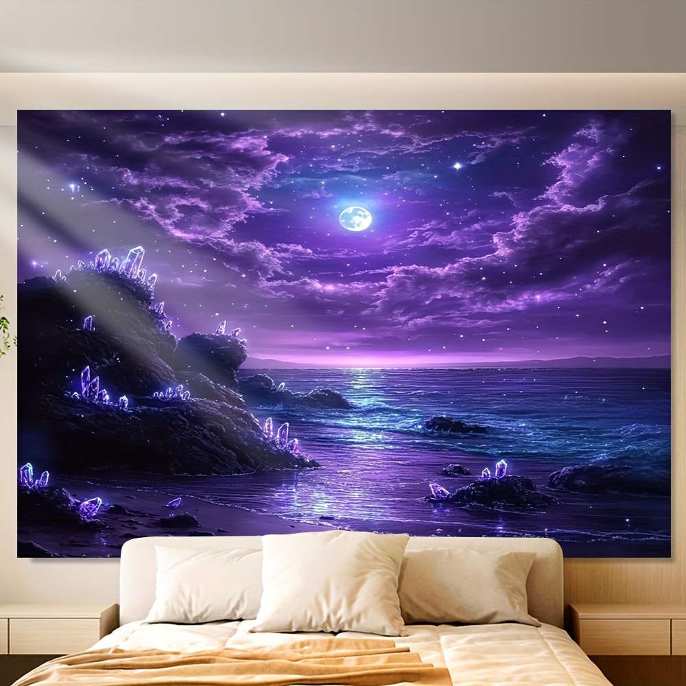 Lila Mond Ozean Nacht Wandbild – Interior Design Hd Bewertung und Preis