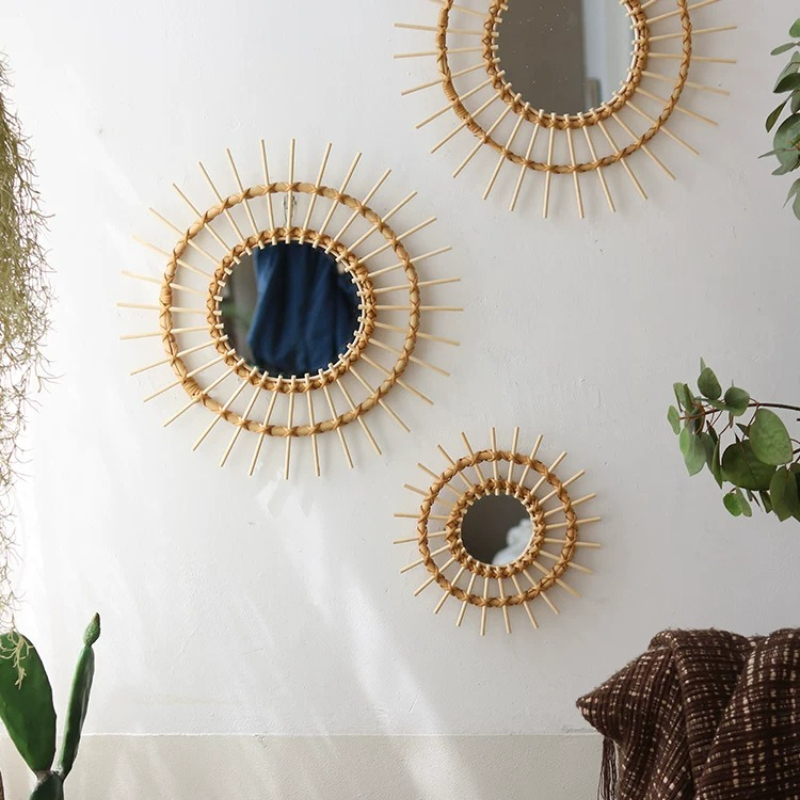 Kreative Runde Rattan-Dekospie – Rattan Mirror Round Bewertung und Preis
