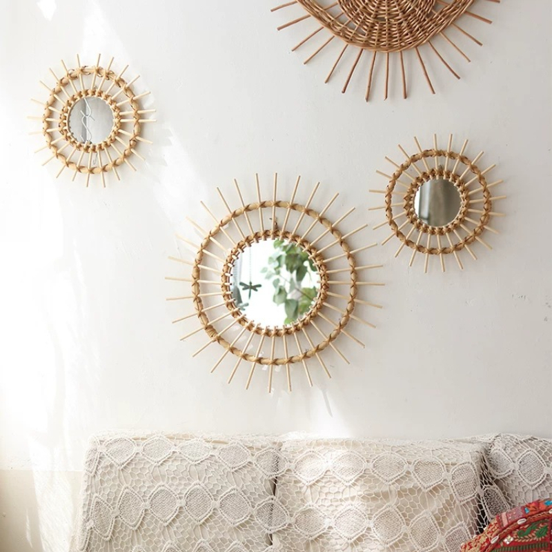 Kreative Runde Rattan-Dekospie – Rattan Mirror Round Bewertung und Preis
