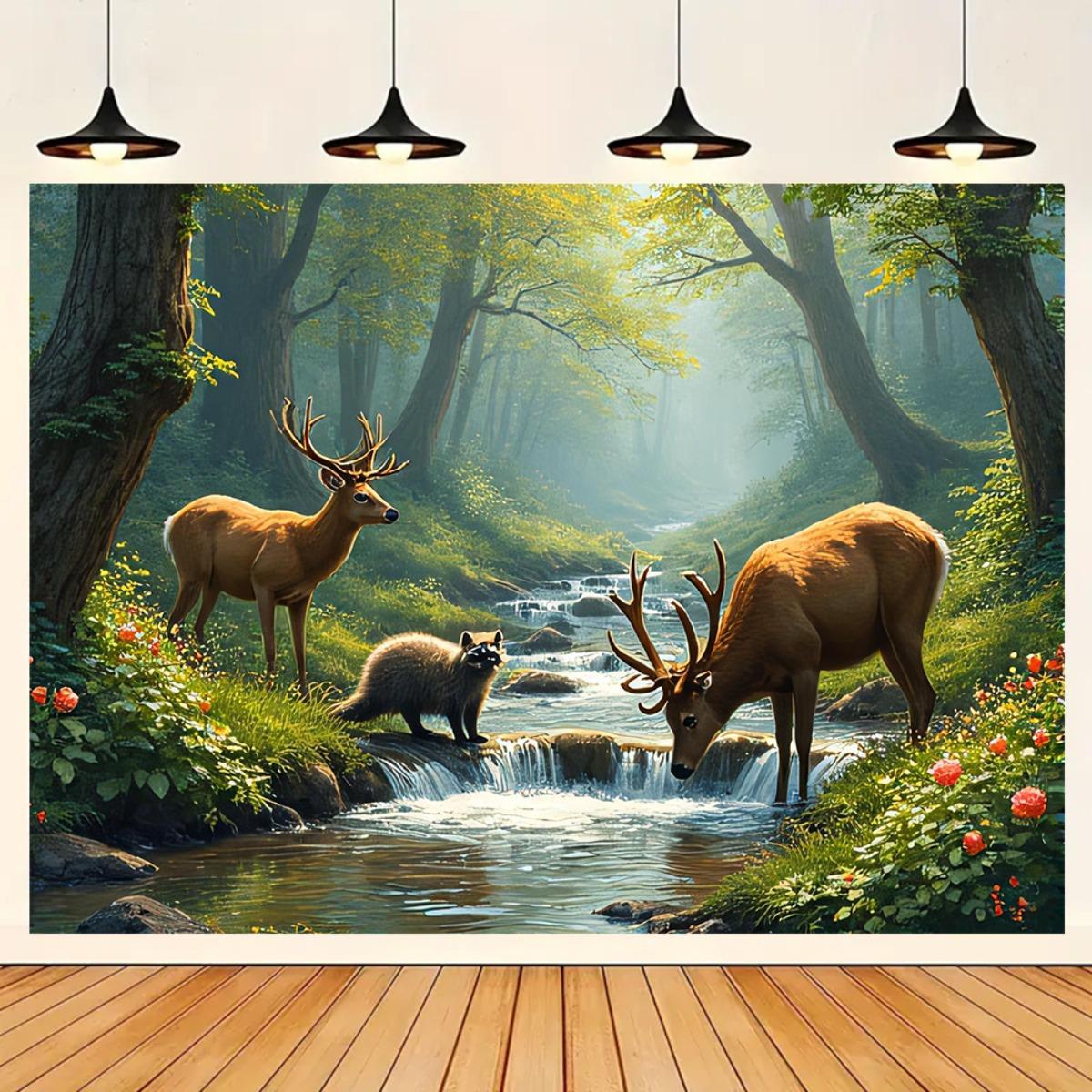 Hirsch Wald Bach Wandbild 2D H – Interior Design Hd Bewertung und Preis