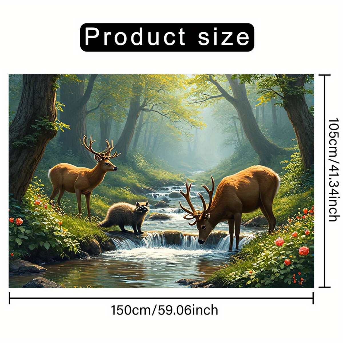 Hirsch Wald Bach Wandbild 2D H – Interior Design Hd Bewertung und Preis