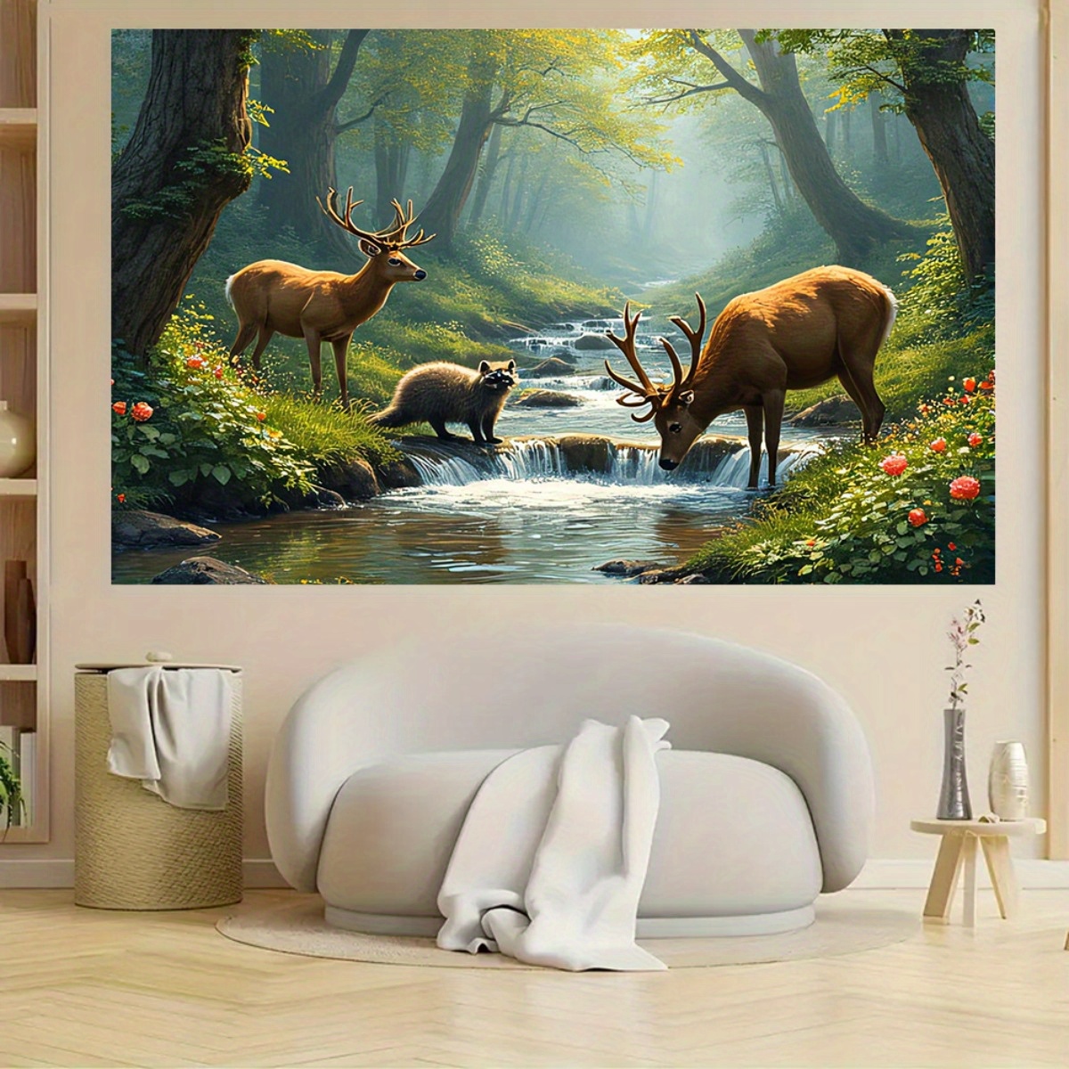 Hirsch Wald Bach Wandbild 2D H – Interior Design Hd Bewertung und Preis